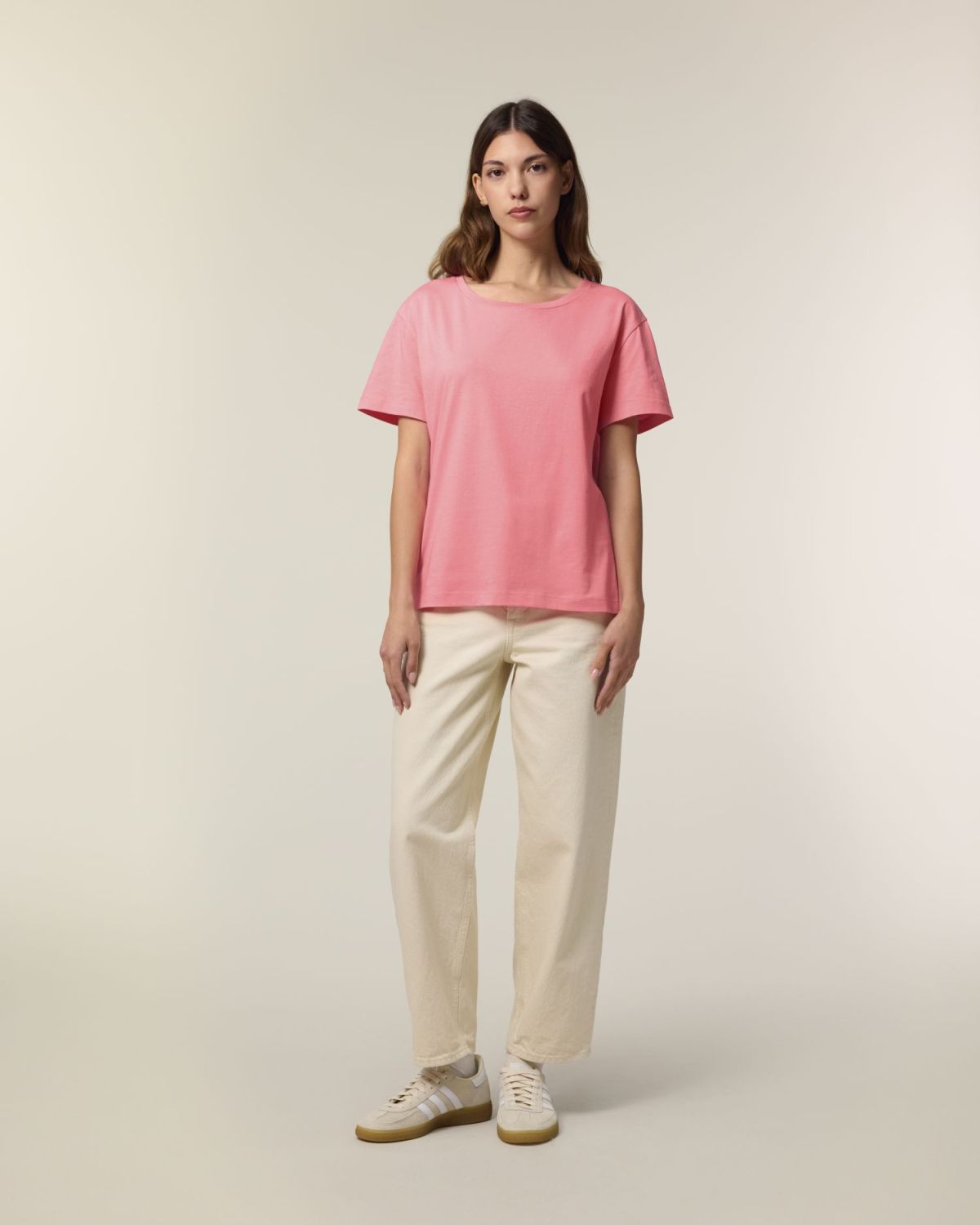 Stanley/Stella Stella Serena Damen-T-Shirt in Rosa – leichtes Modell mit Rundhalsausschnitt.